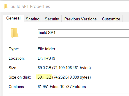 Data Folder size